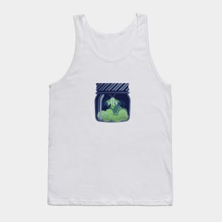 Glowing in the moss // spot illustration // blue background jars with lightning fireflies bugs quirky whimsical and bioluminescence lampyridae beetles Tank Top